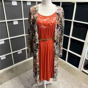 Try This Vintage Sheer Stretch Floral Mesh Duster Kimono Cardigan